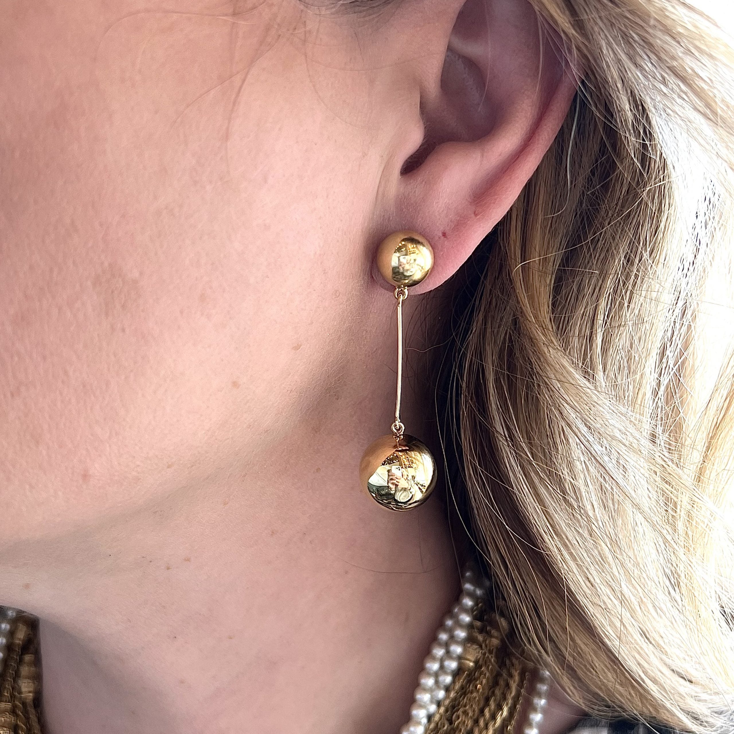 Solid 14K Yellow Gold Screw Ball Earrings - 5 Different Size Available