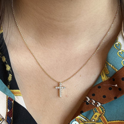 .59 Diamond Cross Pendant Necklace in 14k Yellow Gold