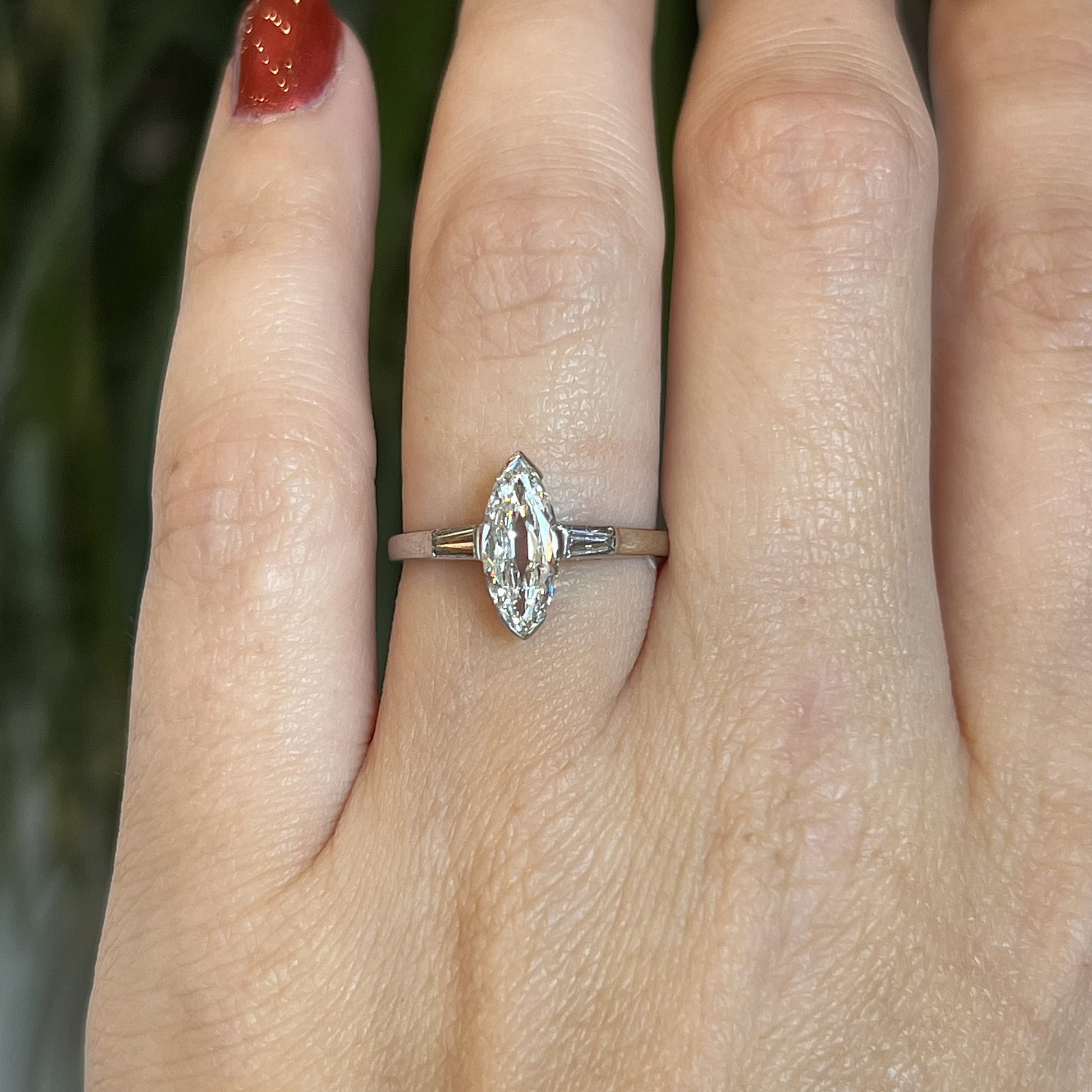 Vintage Inspired Marquise Diamond Engagement Ring in 14k
