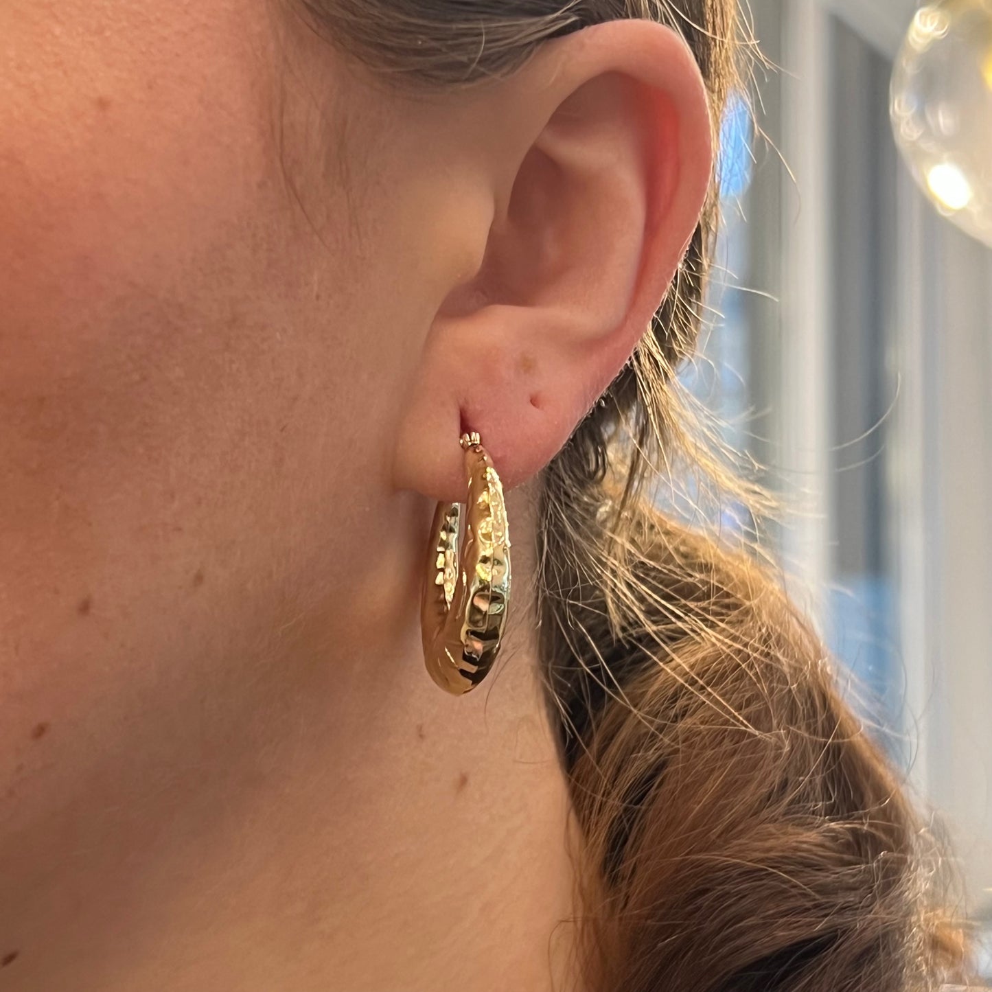 Decorative Hoop Earrings in 14k Yellow Gold