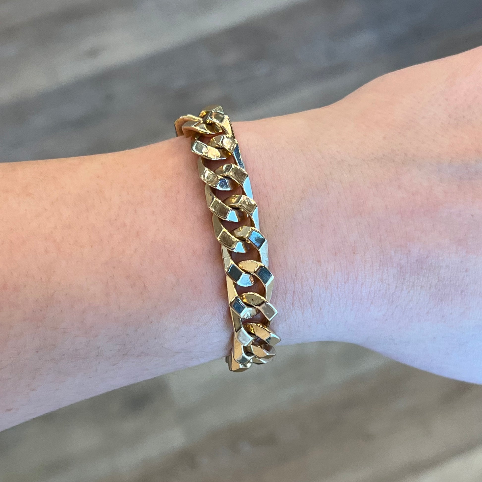 Thick Mens Gold Bracelets Men's 10mm Cuban Link Bracelet In 14k