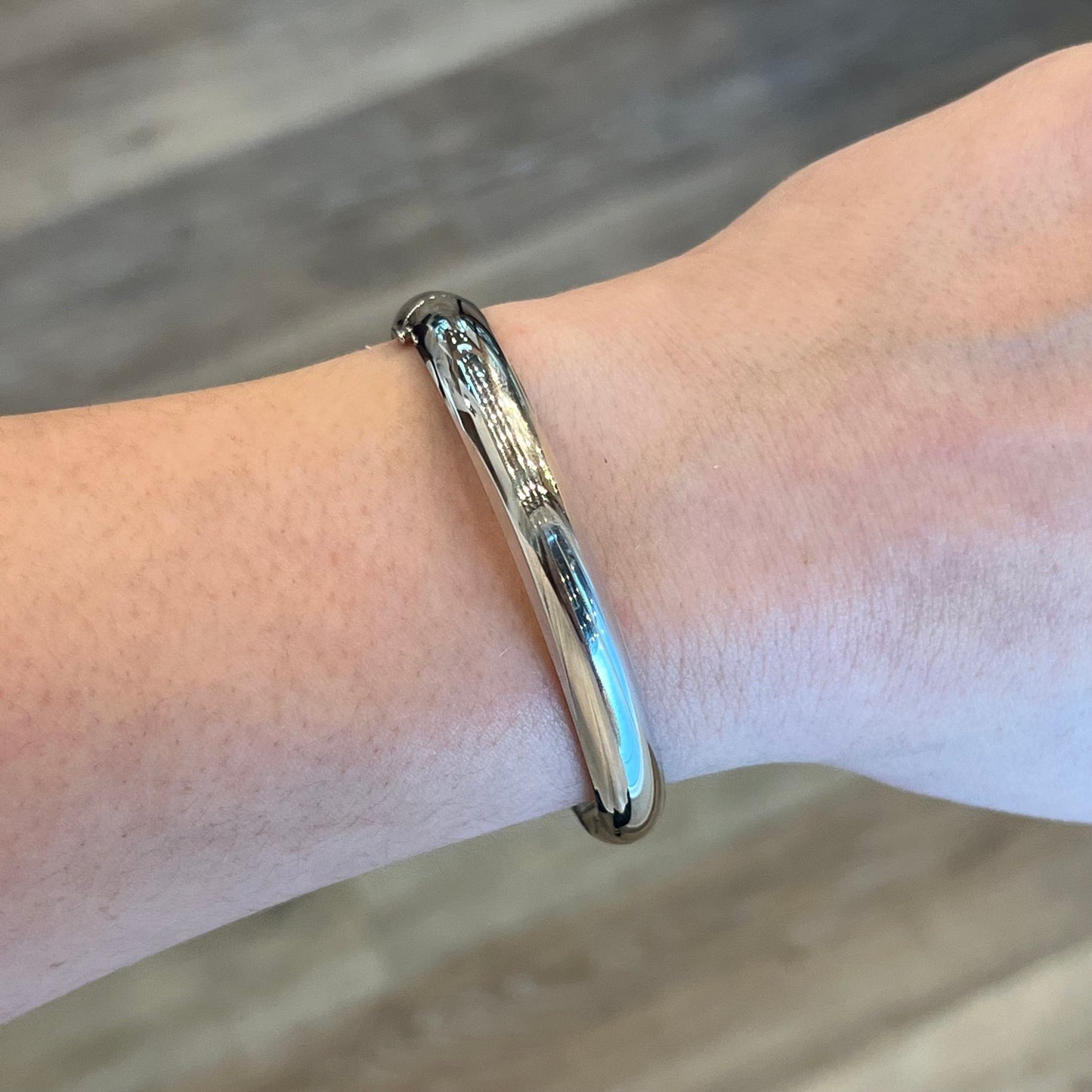 Modern 8mm Bangle Bracelet in 14k White Gold