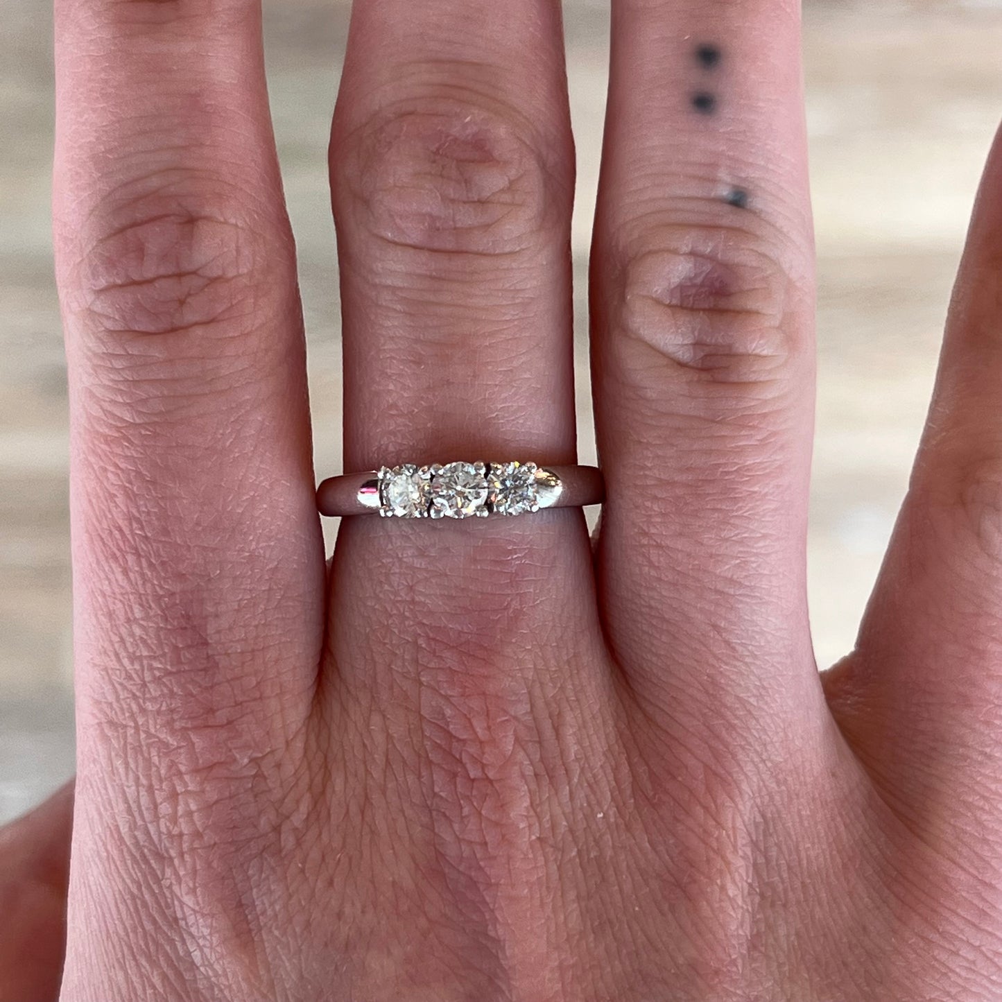 .51 Three Stone Diamond Engagement Ring in 14k White Gold
