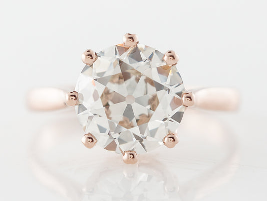 2 Carat European Cut Diamond Engagement Ring in Rose Gold