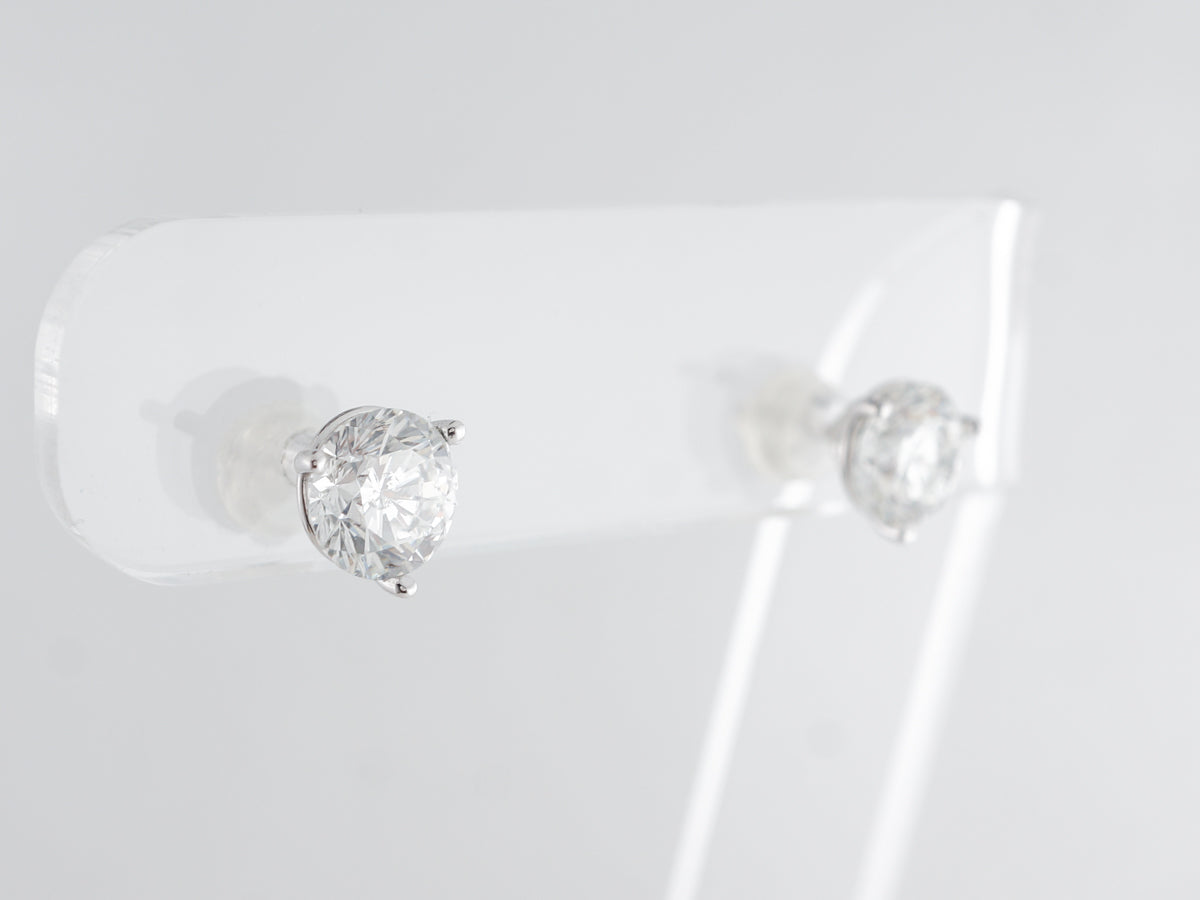 3 Carat Diamond Earring Studs in 14k White Gold