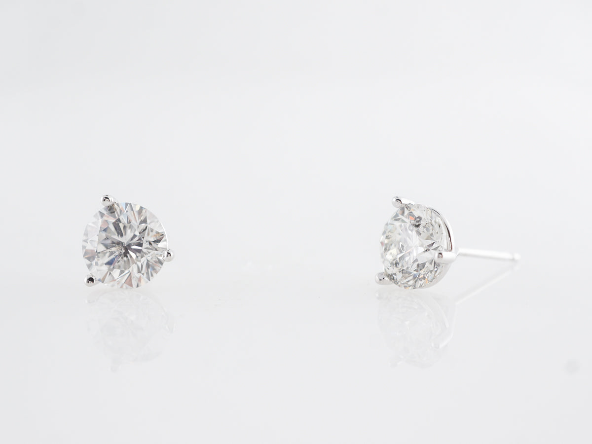 3 Carat Diamond Earring Studs in 14k White Gold