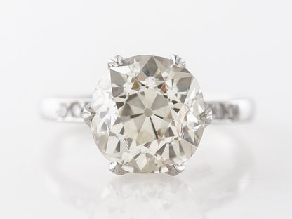 3.50 Carat European Cut Diamond Engagement Ring Platinum