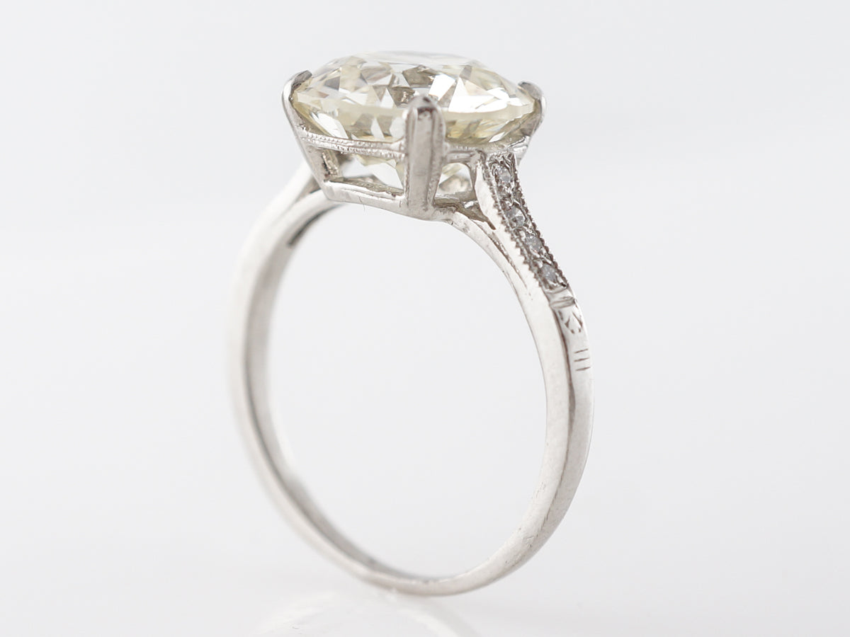 3.60 Carat European Cut Diamond Engagement Ring Platinum