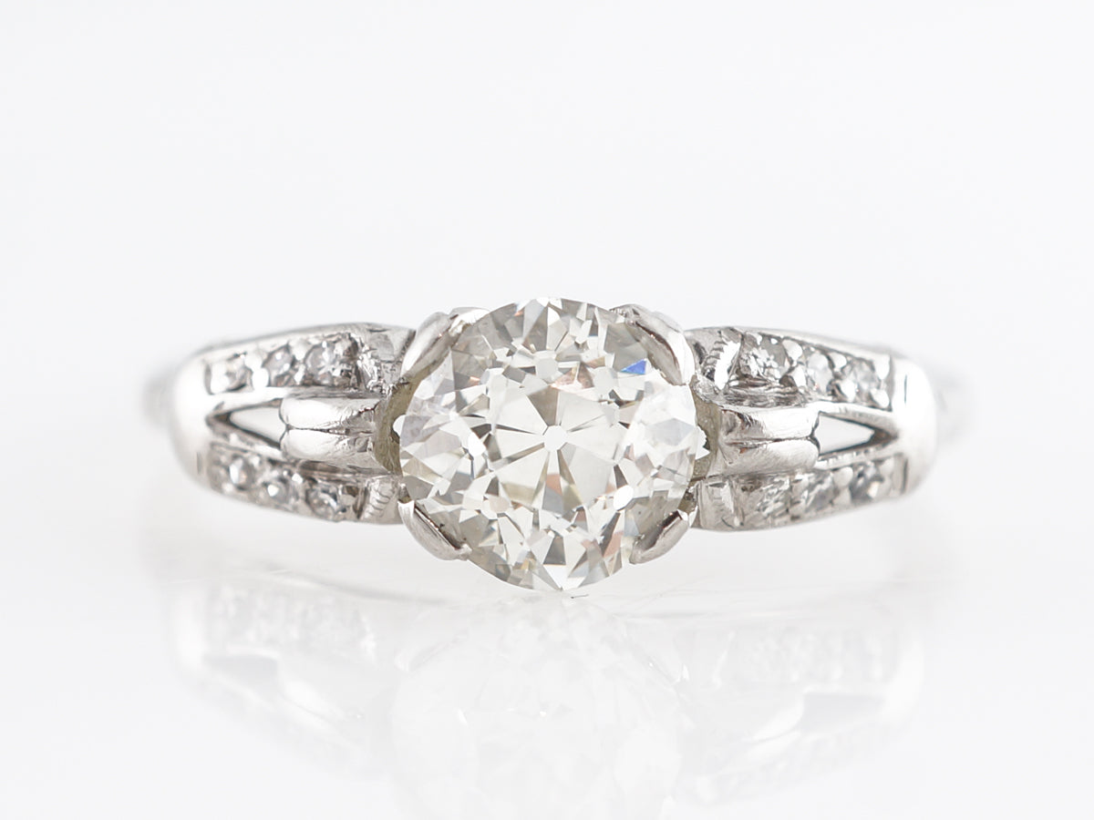 1 Carat Deco Diamond Engagement Ring in Platinum