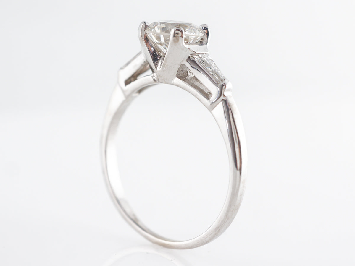Mid-Century GIA Diamond Engagement Ring Platinum