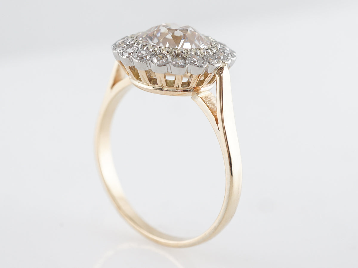 GIA European Cut Diamond Engagement Ring in 14K