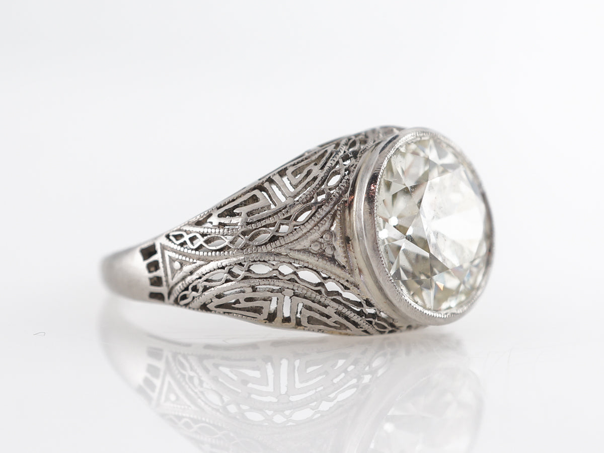 2.93 Carat Old European Cut Diamond Engagement Ring in Platinum
