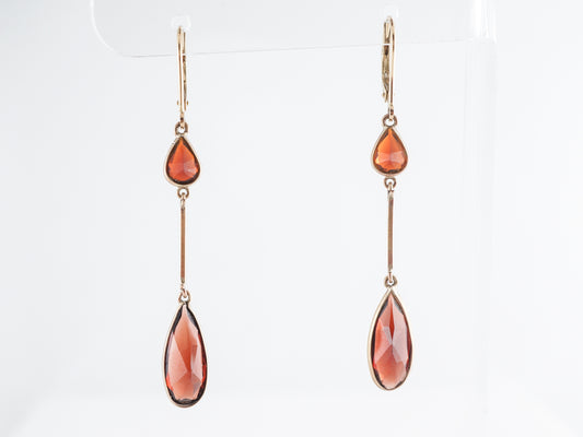 Marquis & Pear Shape Garnet Drop Earrings 14K Yellow Gold