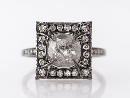 Gray Rose Cut Diamond Ring in 18 Karat White Gold