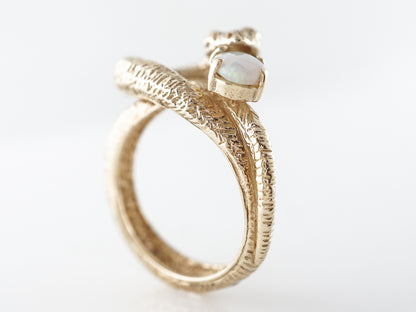 Opal Mid-Century Snake Ring 14k Yellow Gold