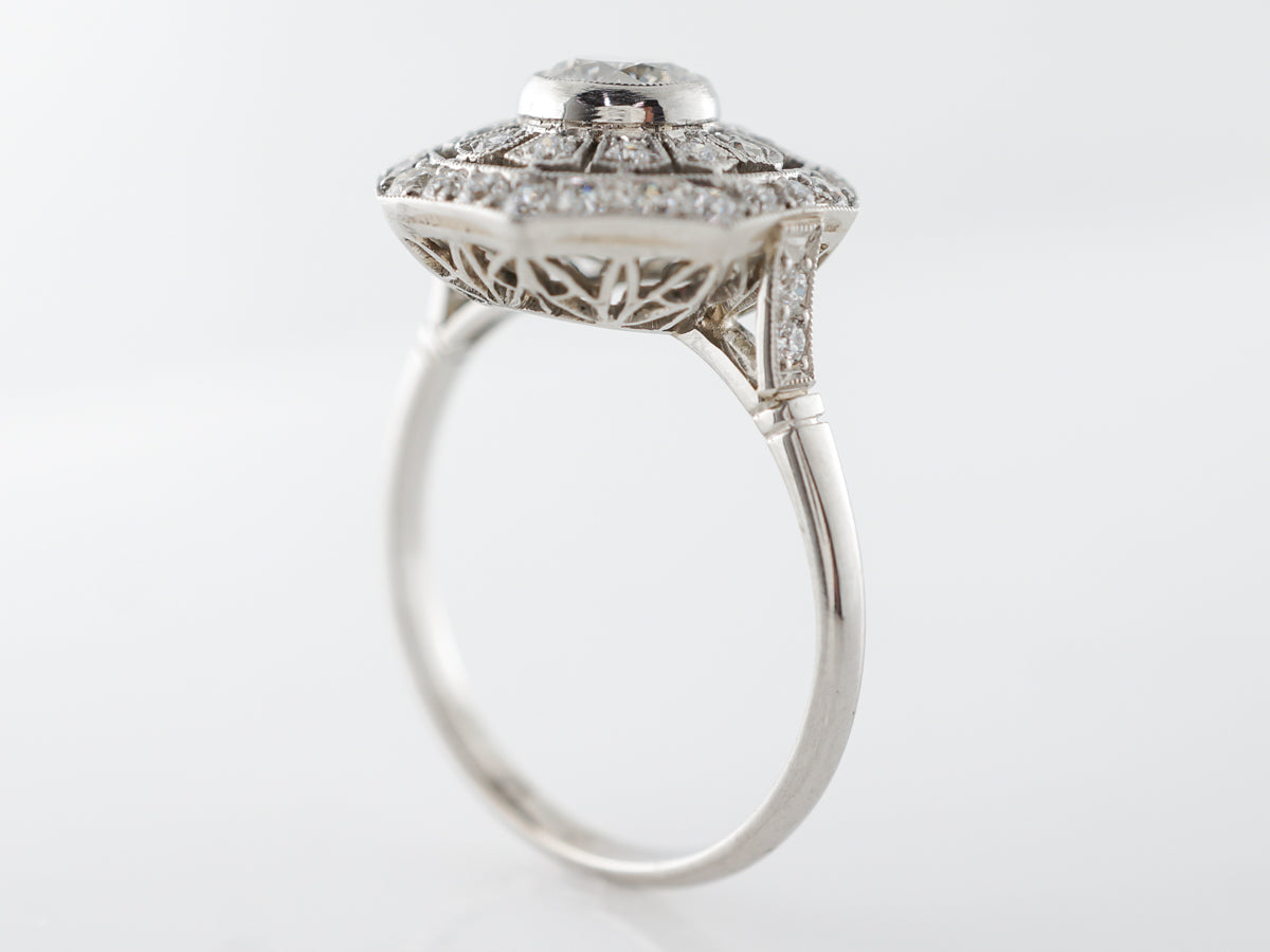 Half Carat Diamond Cluster Engagment Ring Platinum