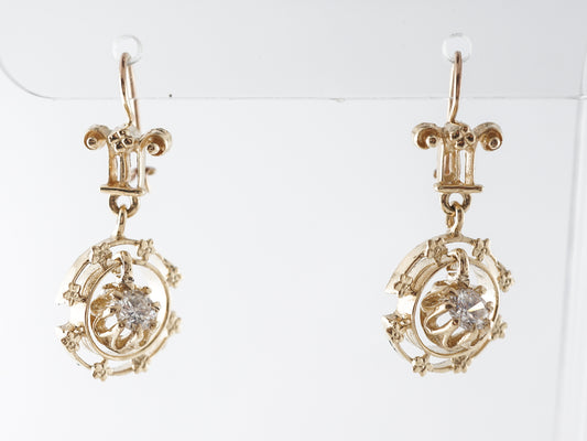 Half Carat Dangle Earrings in 14k Yellow Gold