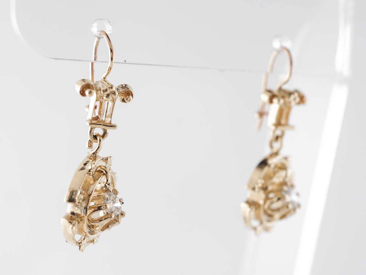 Half Carat Dangle Earrings in 14k Yellow Gold
