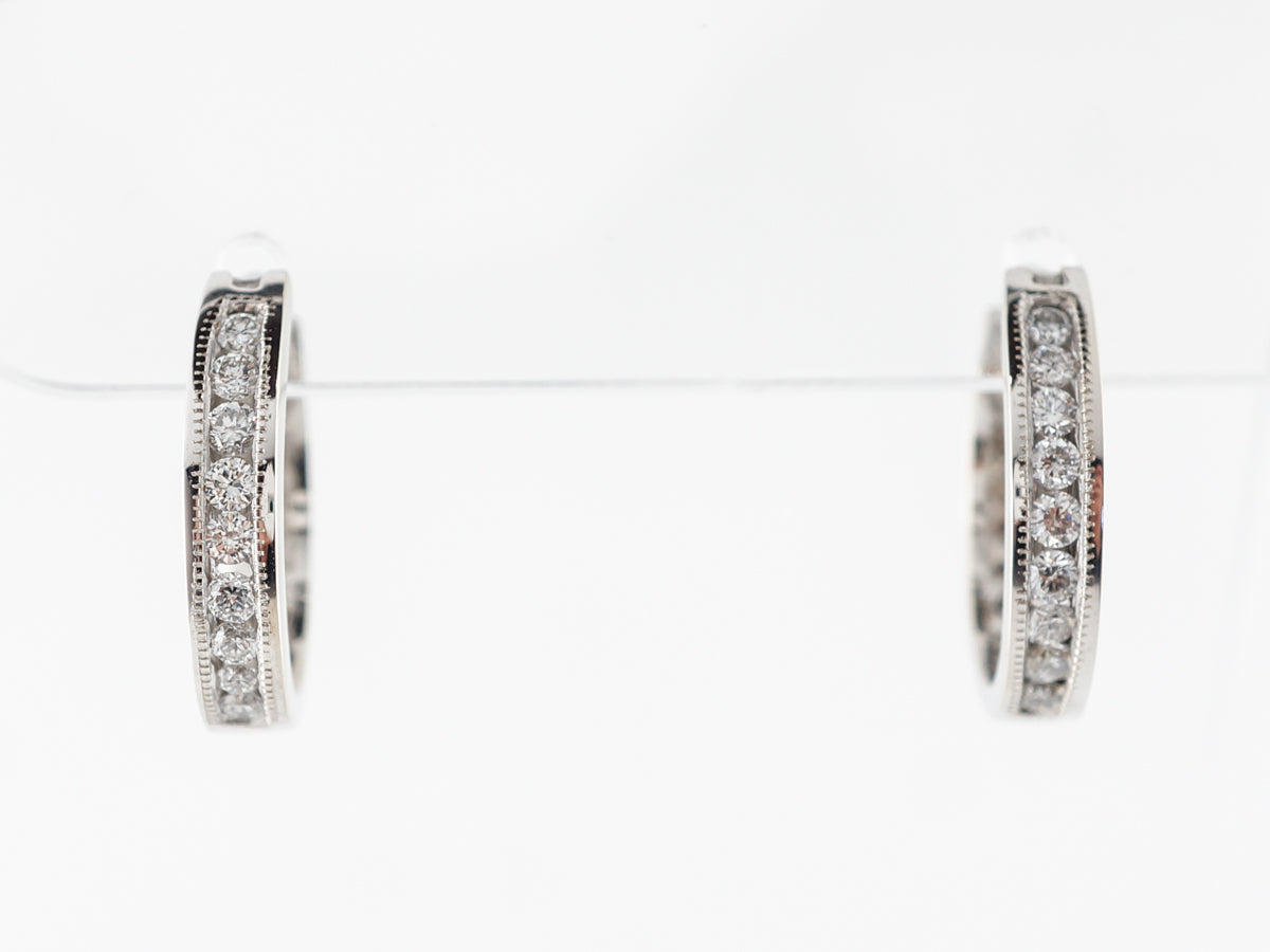 Half Carat Diamond Hoop Earrings in White Gold