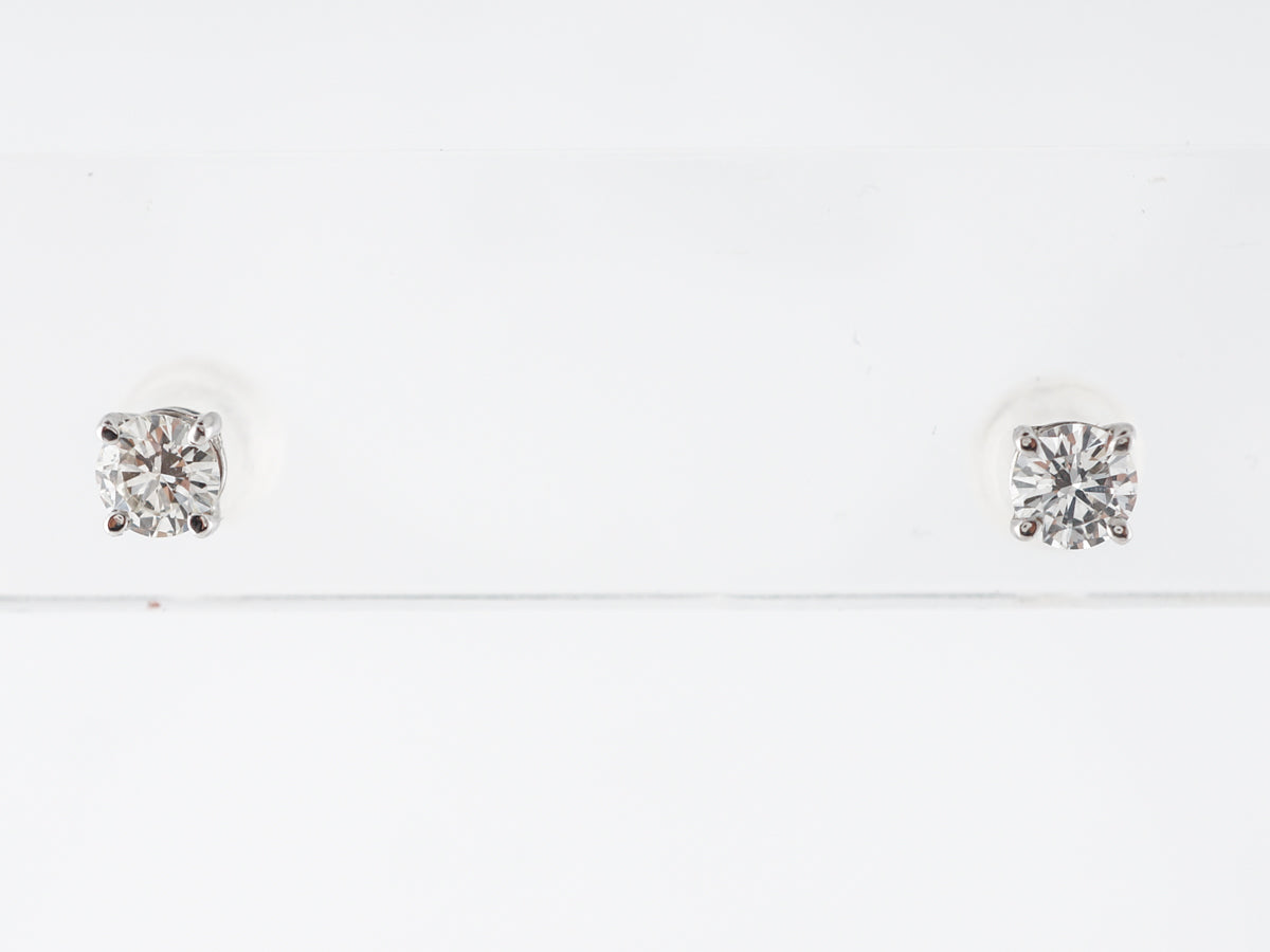 Half Carat Diamond Stud Earrings in 14k White Gold