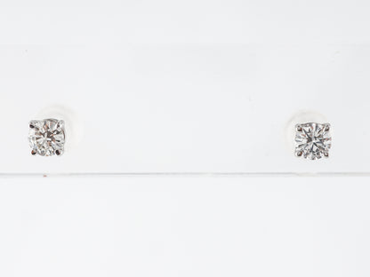 Half Carat Diamond Stud Earrings in 14k White Gold