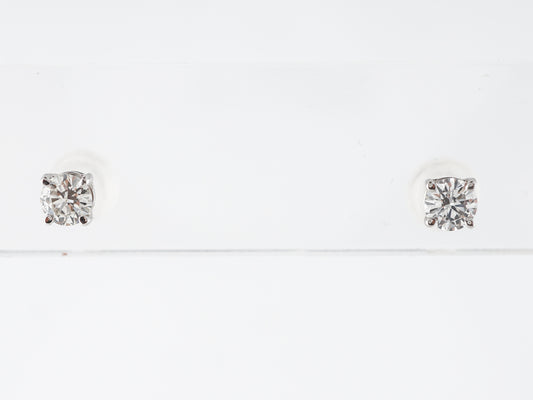 Half Carat Diamond Stud Earrings in 14k White Gold