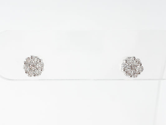 Half Carat Pave Diamond Earring Studs in White Gold