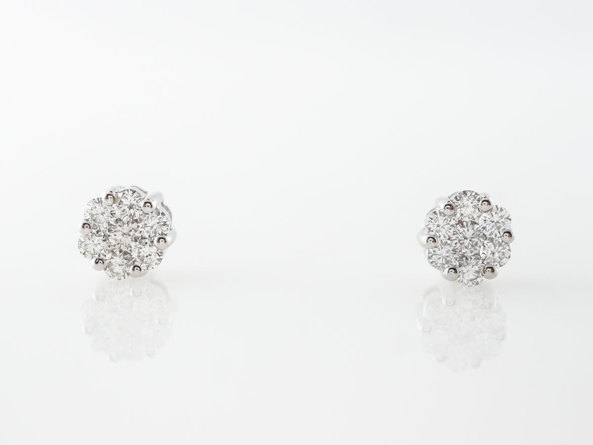 Half Carat Pave Diamond Earring Studs in White Gold