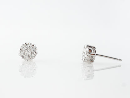 Half Carat Pave Diamond Earring Studs in White Gold