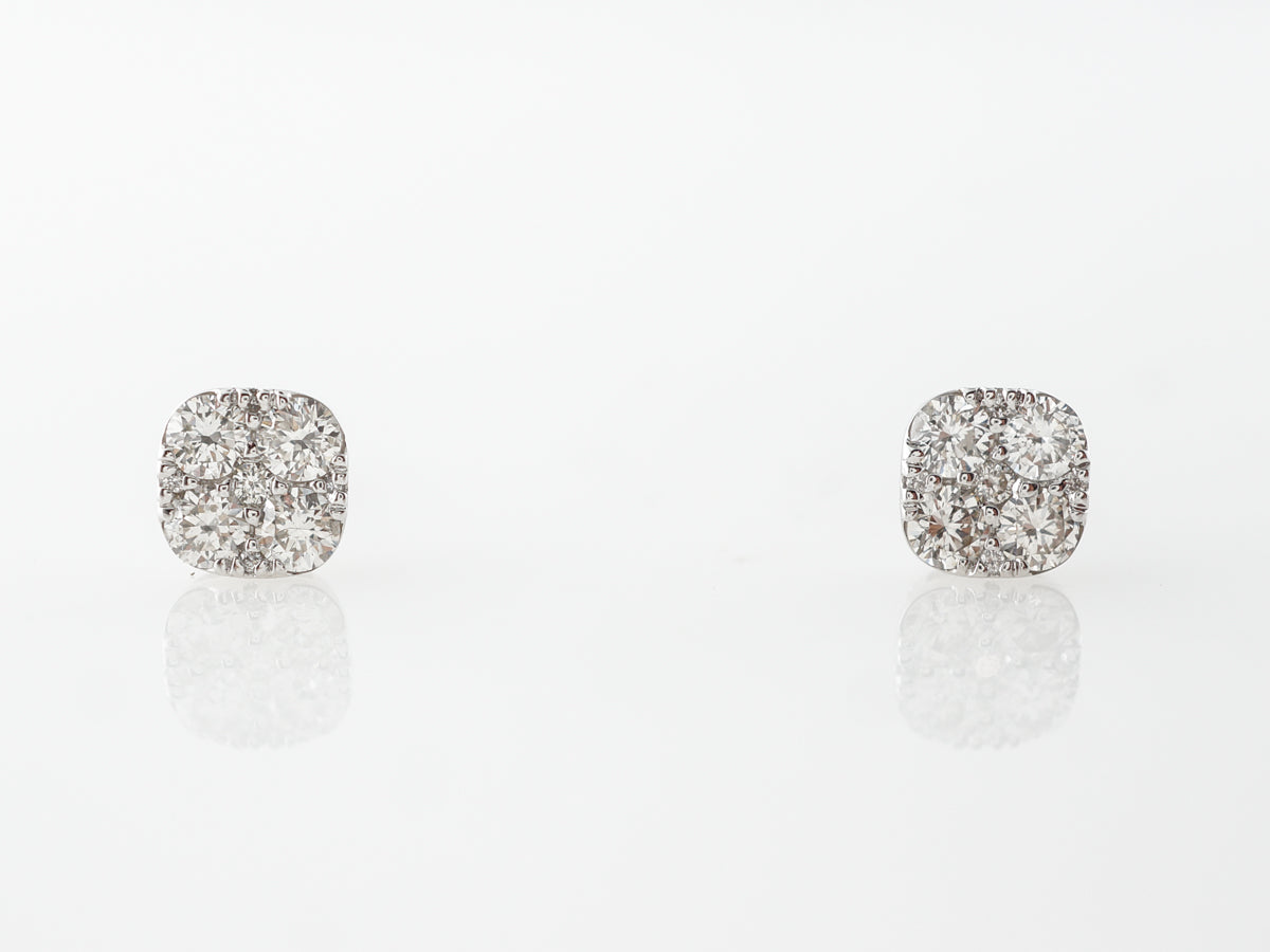 Pave Diamond Earring Studs in 14k White Gold