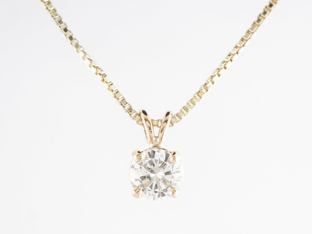 Half Carat Round Diamond Pendant Necklace in 14k