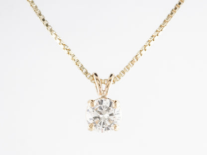 Half Carat Round Diamond Pendant Necklace in 14k