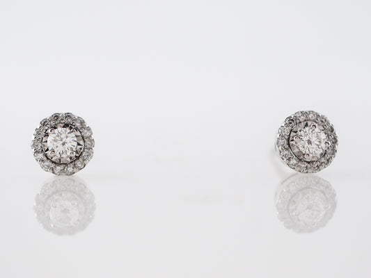 Diamond Halo Stud Earrings in 14k White Gold