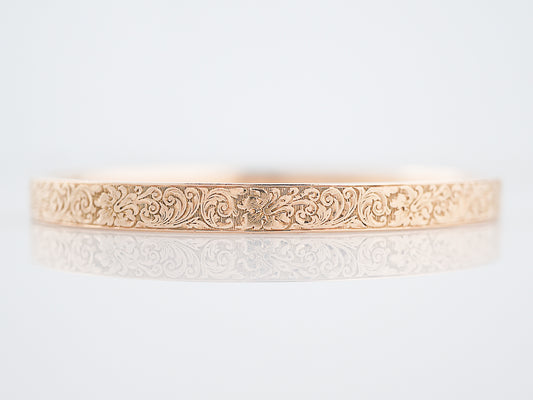 Hand Engraved Bangle Bracelet Edwardian in 14K Rose Gold