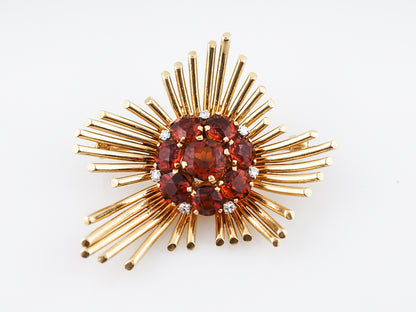 Henry George Murphy Falcon Studio Pin 1.20 Round Brilliant Cut Citrine in 14k Yellow Gold