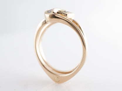 Hinged Right Hand Ring w/ Baguette Diamonds 14k Yellow Gold