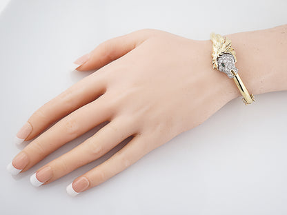 Horse Bracelet Modern 1.50 Round Brilliant Cut Diamonds in 18K White & Yellow Gold