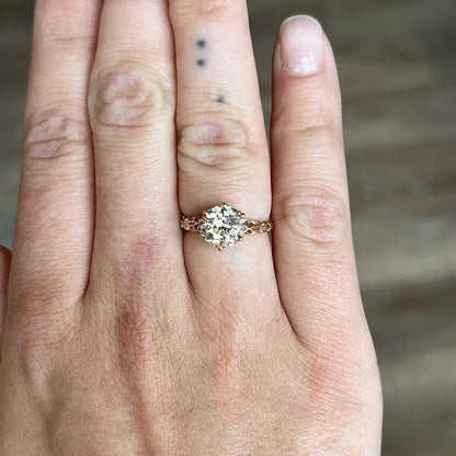 Victorian Filigree Diamond Engagement Ring in 14k Rose Gold