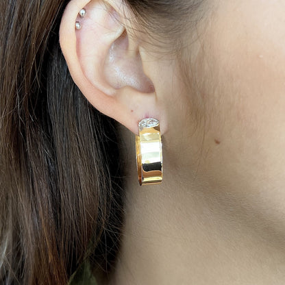 Marquise Diamond Hoop Earrings in 14k Yellow Gold