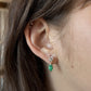 Diamond & Marquise Cut Emerald Earrings in 14k Yellow Gold
