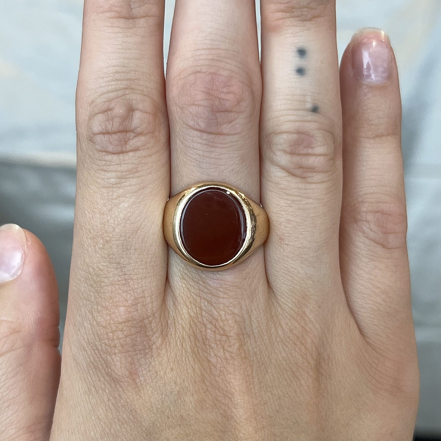 Victorian Carnelian Signet Ring in 14k Yellow Gold