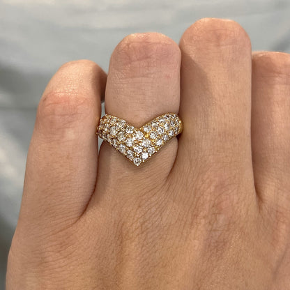 Contoured Pave Diamond Cocktail Ring 18k Yellow Gold