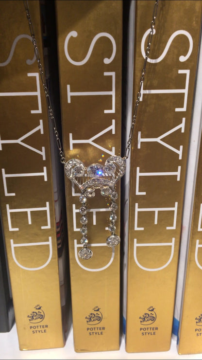 Antique Necklace Art Deco 3.37 carat Old European Cut Diamonds in Platinum