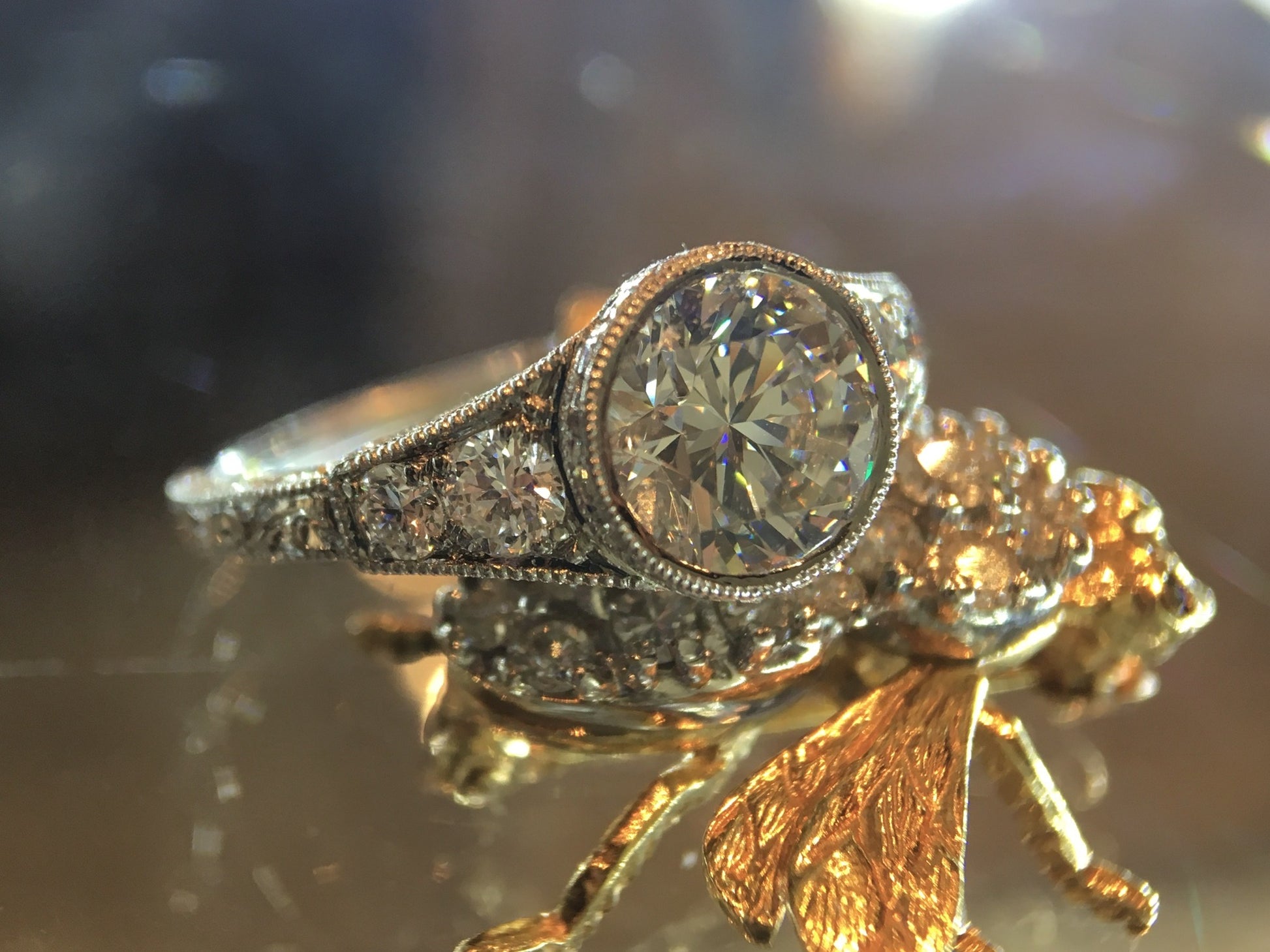 Antique Engagement Ring Art Deco 1.42 Round Brilliant Cut Diamond in Platinum