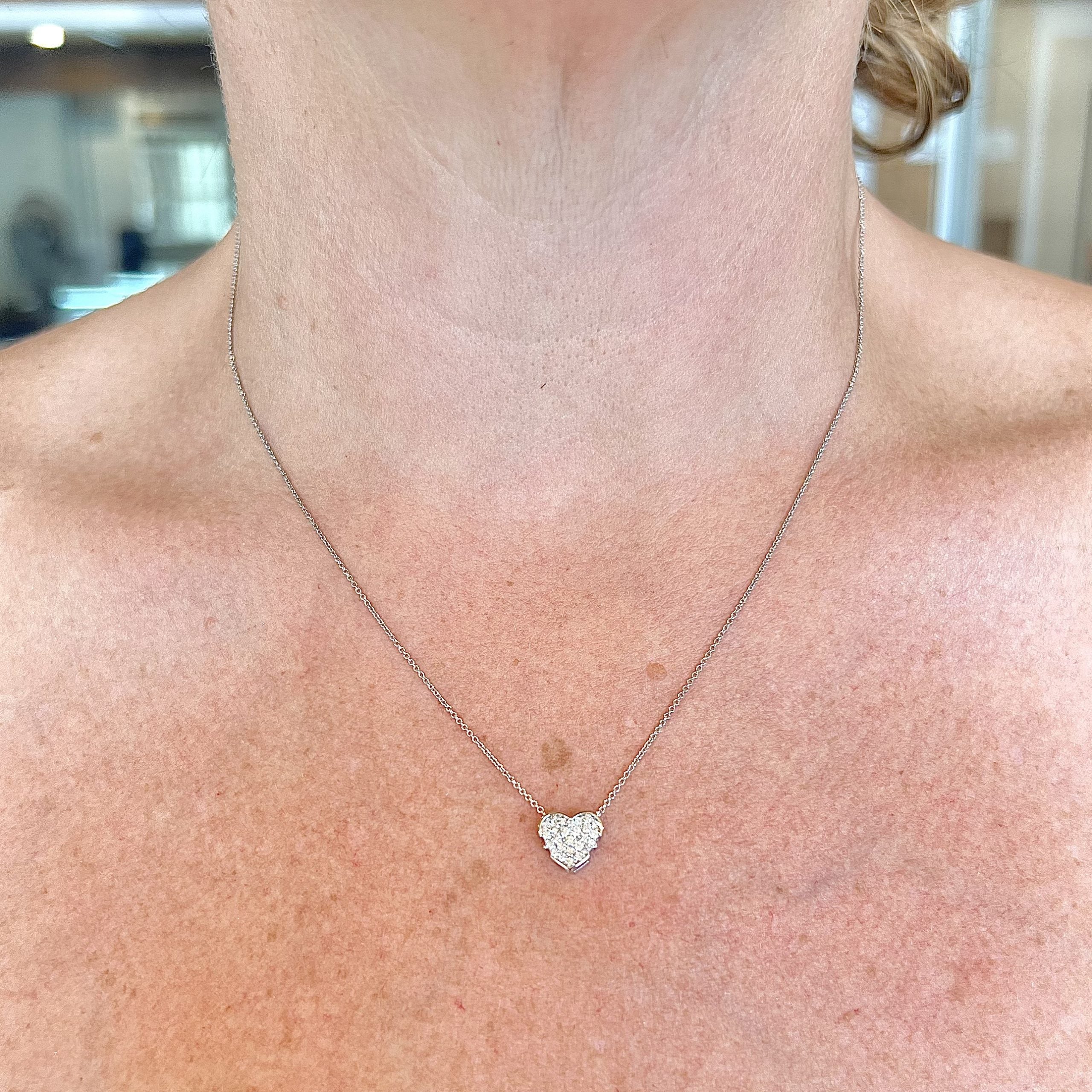 0.76 ctw Invisibly set Princess Cut Diamond Heart Pendant in 18k white gold  (DP-1025)