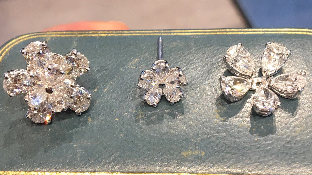 Earrings Modern 6.46 Pear Cut Diamonds in 18K White Gold