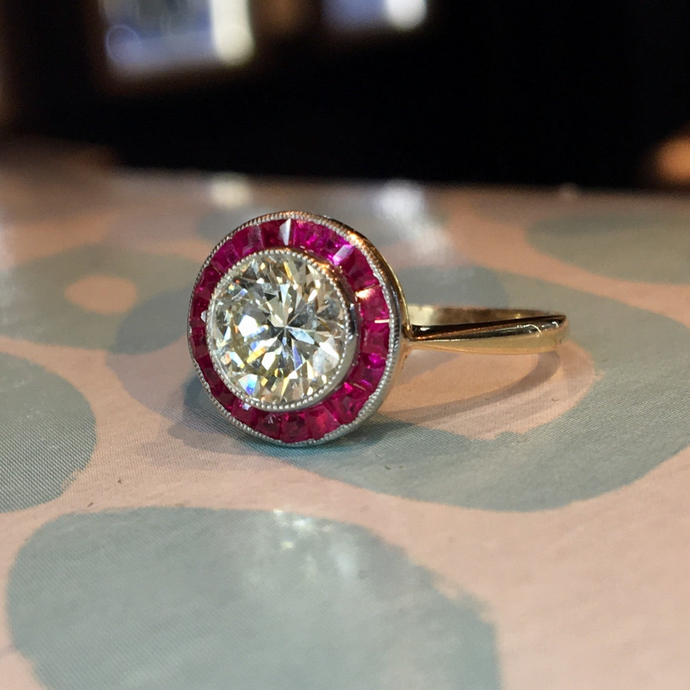 ***RTV***Right Hand Ring Modern 1.06 Round Brilliant Cut Diamond in 18K Rose Gold
