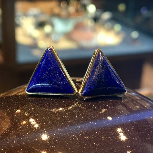 Earrings Modern Lapis in 14k Yellow Gold