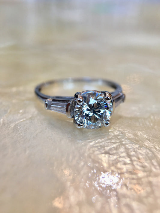 Late Art Deco Diamond Engagement Ring in White Gold