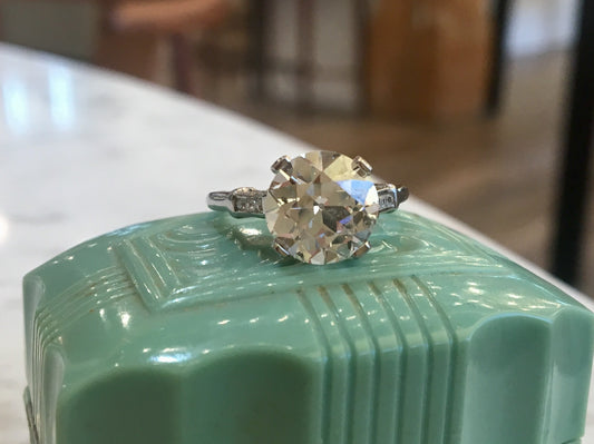 Antique Engagement Ring Art Deco GIA 2.65 Old European Cut Diamond in Platinum